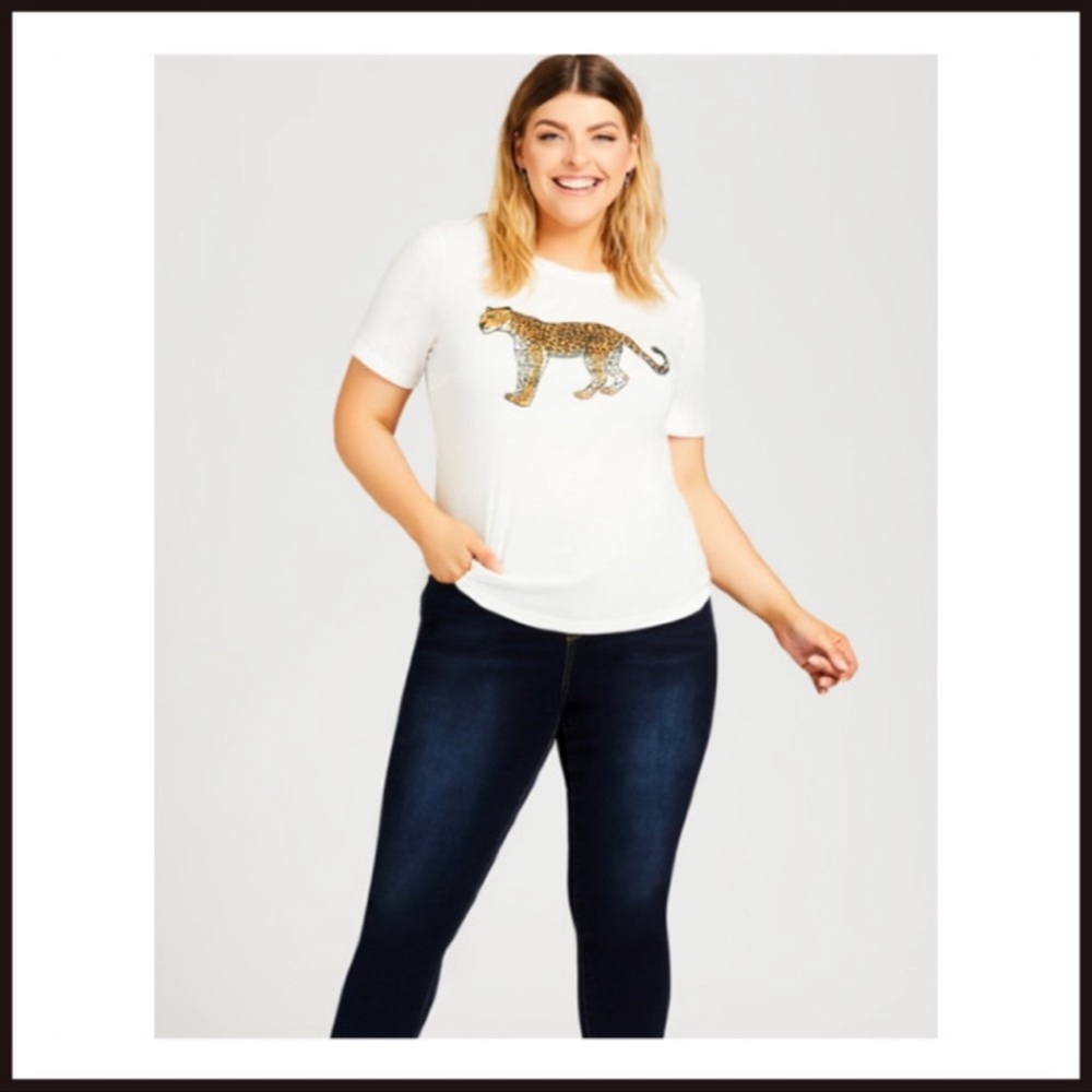 White Wild & Free Cheetah Cotton Tee Size 2X